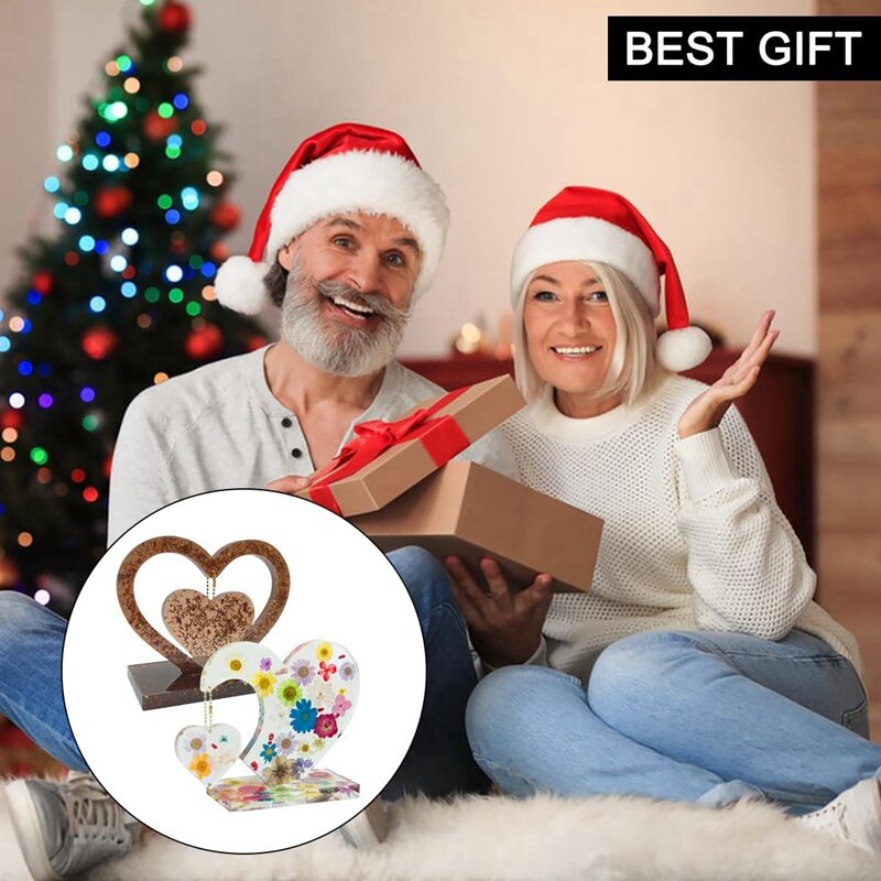 2 Set Heart Shape 3D Photo Frame Silicone Mold For Resin DIY Personalised Picture Frame