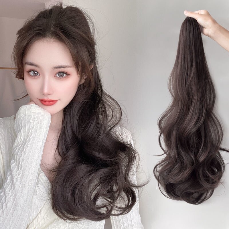 Long Curly Wig Natural Women Synthetic Hair Wig Claw Clip Ponytail Hair Extensions Fashion Wig Hairpiece