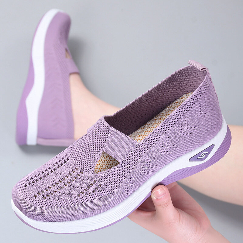 รองเท้าผ้าใบผู้หญิงระบายอากาศตาข่ายรองเท้าฤดูร้อนใหม่, รองเท้าลำลองแพลตฟอร์มบนแฟลตลื่นเบากันลื่นสำหรับใส่เดิน