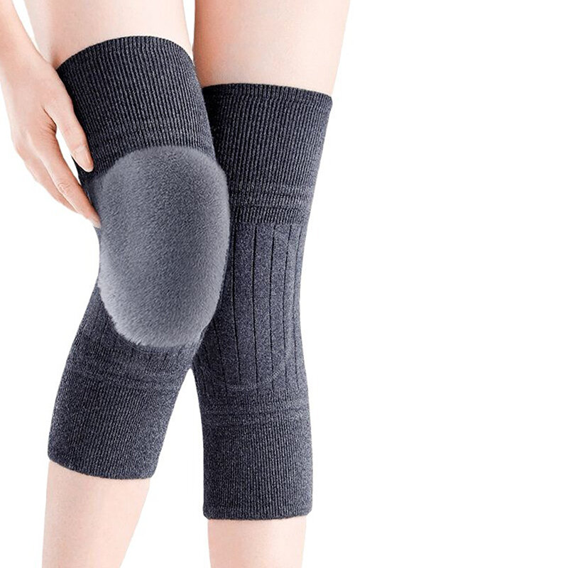 Rodillera térmica de lana para hombres y mujeres, manga calentadora de rodilla para piernas, soporte para dolor de articulaciones, artritis tendinitis, invierno, 1 par