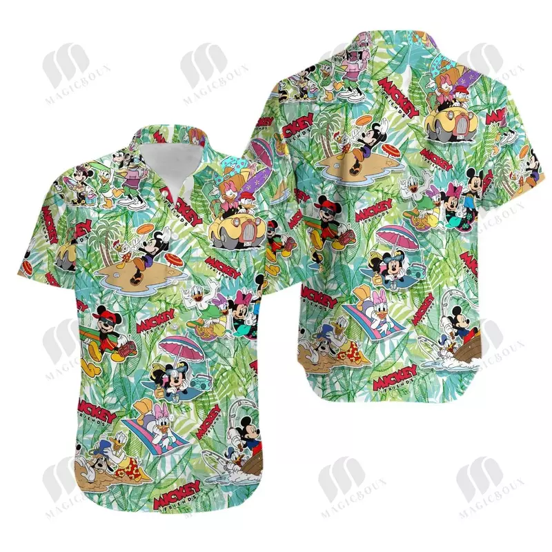 Disney Mickey and Friends Vacation camicia hawaiana camicia a maniche corte da donna da uomo camicia estiva hawaiana Disney camicia Casual da spiaggia