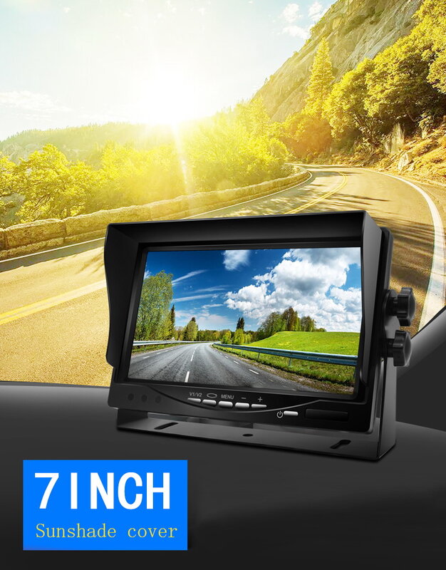 Monitor de 7 pulgadas + Cable de visión trasera, cámara de respaldo 18 LED, sistema de visión nocturna para autocaravana, camión, autobús, estacionamiento, accesorios de coche