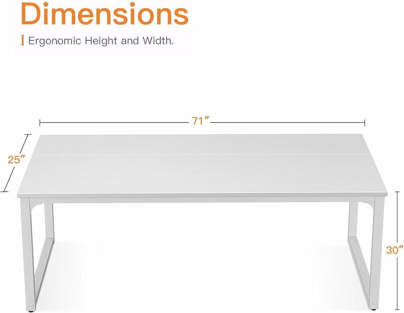 71 Inch Computer Desk, Modern Simple Style Desk for Home Office, Study Student Writing Desk, Pure White