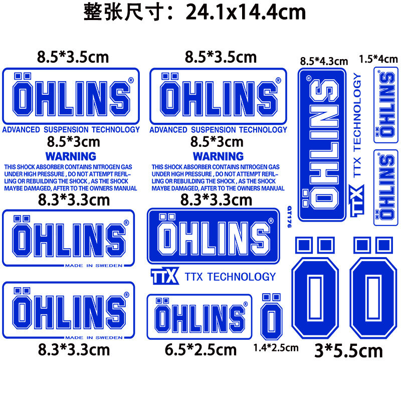 Stiker Logo Ohlins Tahan Air Peredam Kejut Motor Decal Dekoratif Transparan Tabir Surya Peredam Kejut
