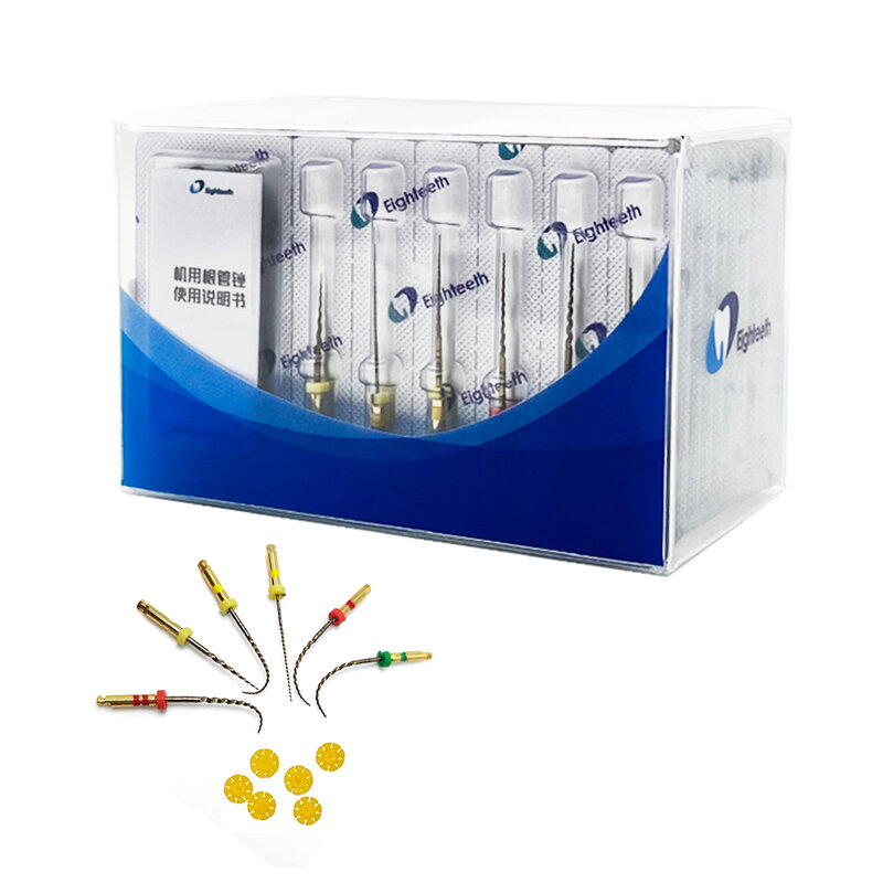 E-flex歯根管ファイル、熱活性化ロータリーDC、歯パルファイル、ブラッシュカットドニッケルチタン化
