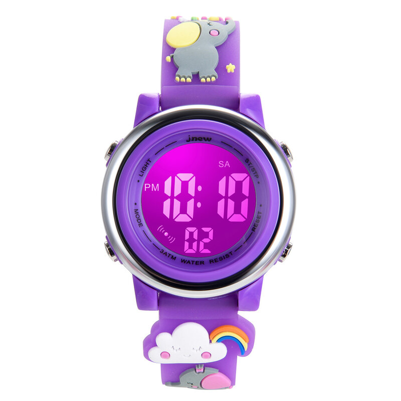 UTHAI H120 reloj despertador deportivo de dibujos animados para niños, resistente al agua hasta 30M, relojes electrónicos LED para estudiantes y niñas