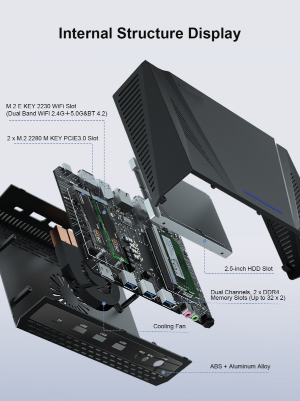 HYSTOU-Mini PC para juegos de 10. ª generación, Intel Core i5, i7, DDR4, 8G, 16G, M.2, 256G, 512G, tipo C, USB, tarjeta TF, Windows 11