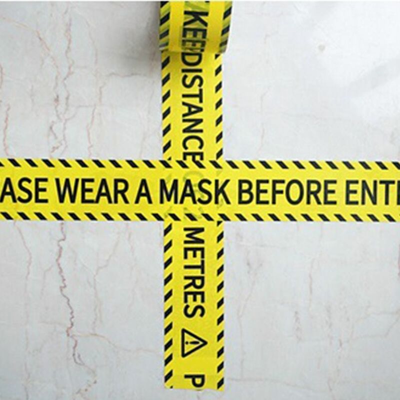 Cinta de advertencia amarilla, Personaje negro, 4,8 CM x 25M, señales de precaución, cinta adhesiva para no entrar en la decoración de fiestas