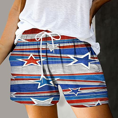 Shorts estampados geométricos para mulheres, shorts de bolso com cordão, calças Summer Outerwear, impressão 3D