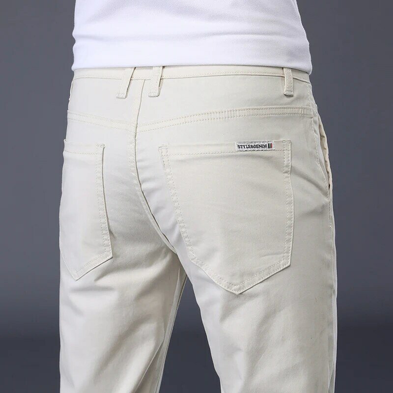 7 Colors Men's Classic Solid Color Summer Thin Casual Pants Business Fashion Stretch Cotton Slim Brand Trousers Male