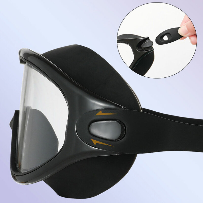 Kacamata renang bingkai besar uniseks, untuk dewasa dengan sumbat telinga kacamata renang profesional HD anti-kabut kacamata silikon