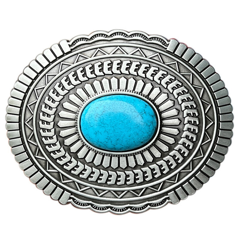 Boucle de ceinture ovale en métal pour hommes, style cowboy occidental, Turquoise, ancienne Culture maya, Design de marque, livraison directe