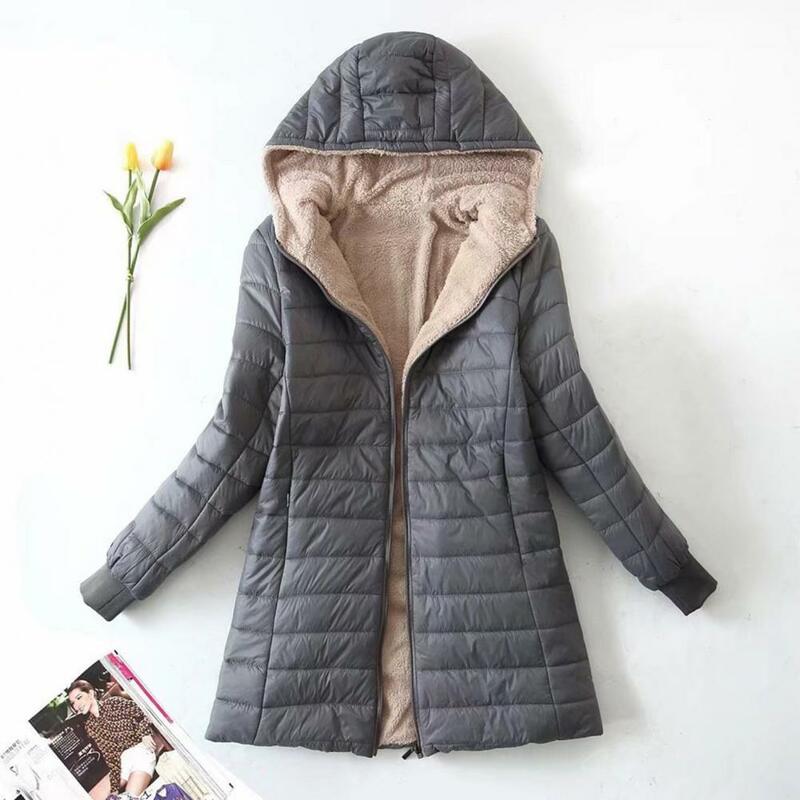 Fodera in lana con cappuccio donna parka 2023 giacca invernale in pelliccia Cardigan imbottito caldo giacche di media lunghezza giacche autunnali da donna da ufficio