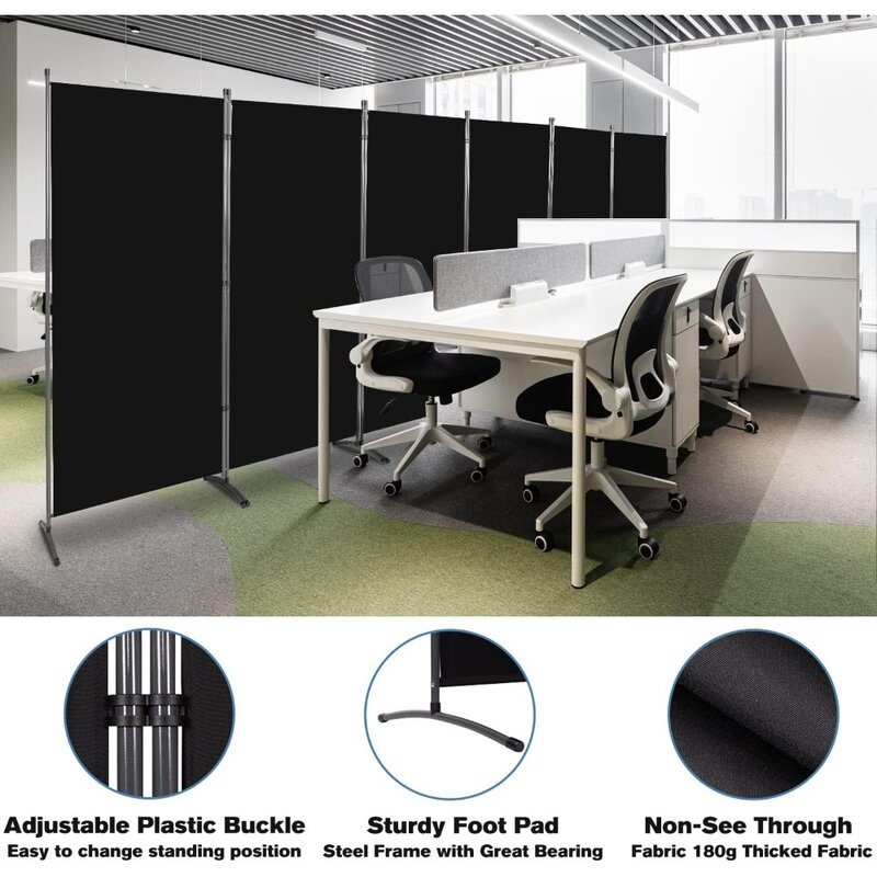 Dzielnik pokoju, 6-panelowa przegroda biurowa, ruchome składane ekrany chroniące prywatność z tkaniny, ekran dzielący ścianę biurową do klasy