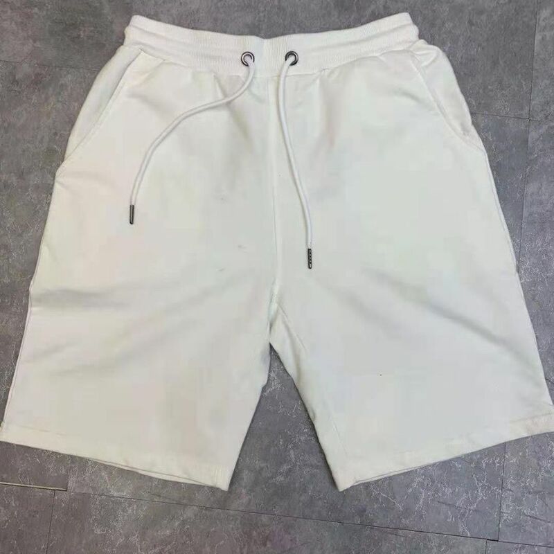 Celana pendek katun kasual pria mode musim panas celana pinggang serut nyaman Hitam Kuning abu-abu ukuran USA S-XL