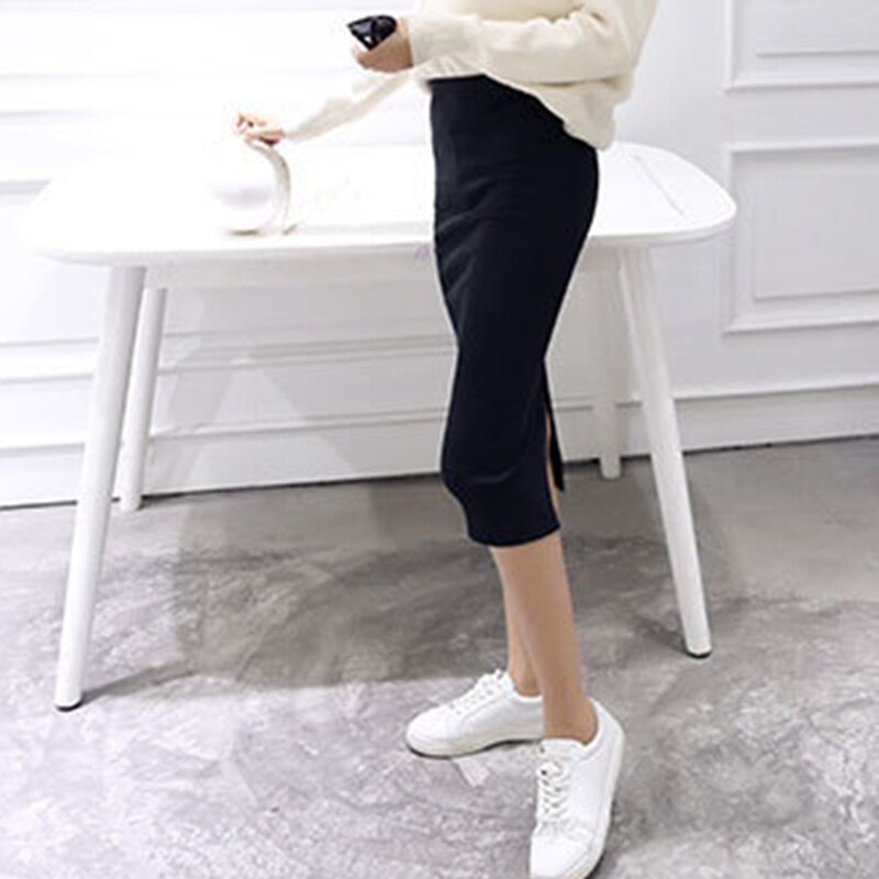 Mini Jupe crayon moulante mi-longue pour Femme, vêtement féminin décontracté, taille haute, extensible, Sexy, longueur aux genoux, de bureau, nouvelle collection 2021