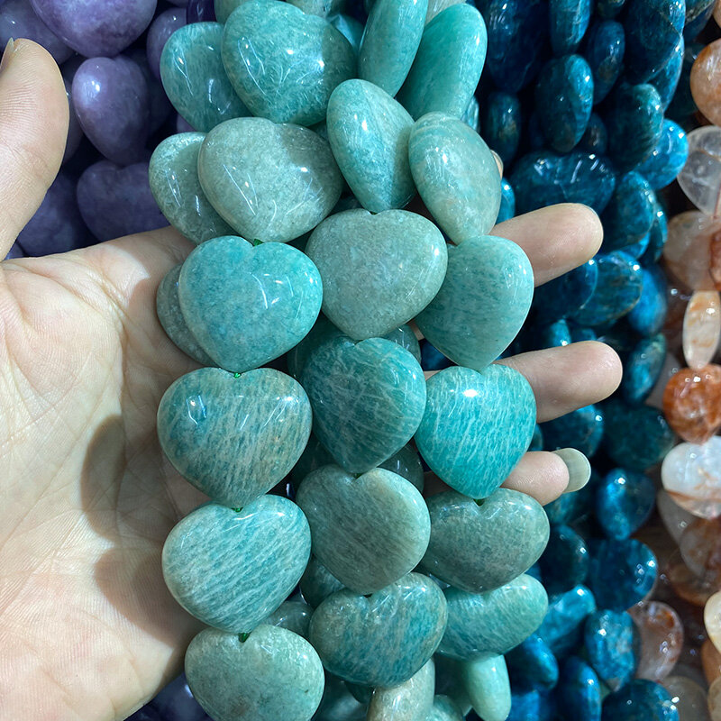 Natural Stone Heart shape Loose Beads Crystal Semifinished String Bead for Jewelry Making DIY Bracelet Necklace Accessories