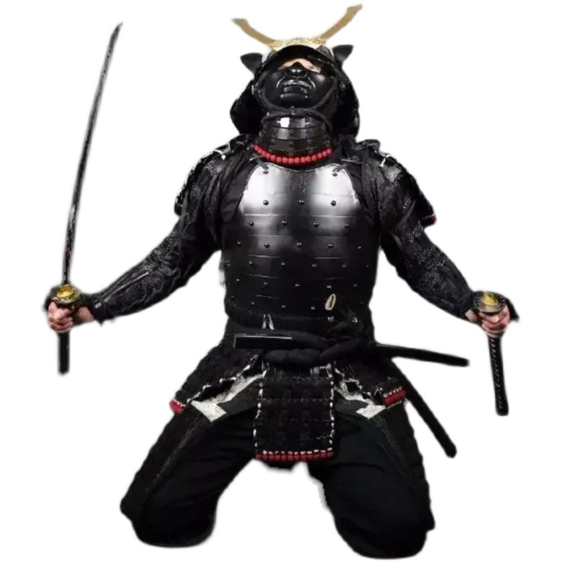 Hoge Kwaliteit Japanse Zwarte Samurai Armor Keizerlijke Bushi Tousei-Gusoku Koudgewalst Staal Japan Warrior Armor Helm Wearable