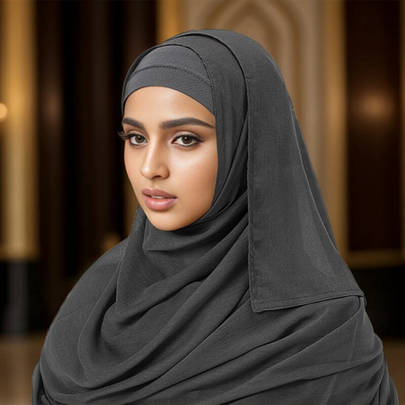 2 Pcs Set Viscose Woman Hijab Matching Color Jersey Cap Plain Cotton Modal Muslim Women Scarf Soft Shawl Rayon Cotton Turban