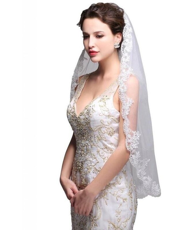 Single Layer Lace Veil Short Female Korean Style Wedding Dress Veil Accessories Factory Direct Sales