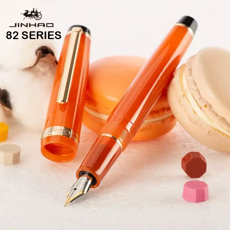 Jinhao-82 Caneta-tinteiro de tinta acrílica, dourado EF F Nib, elegante caneta escrita do negócio, escritório Material Escolar, PK 9019