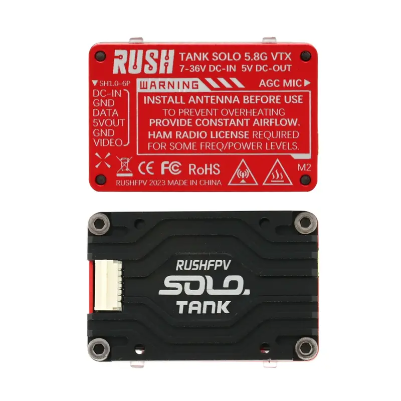 RUSH Solo-Précieux Transmetteur Vidéo VTX, Coque CNC, Microphone Intégré Haute Puissance 5.8 W, Structure de Dissipation Thermique pour RC FPV, 1.6G