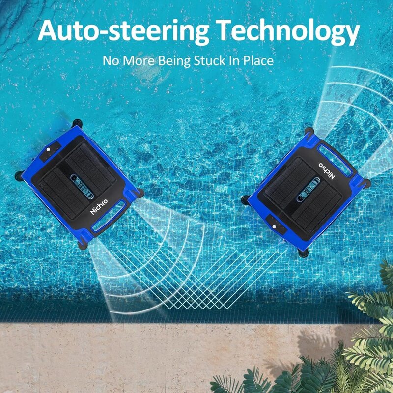 Robotic Pool Skimmer with 2 Cleaning Modes, Solar Powered & Rechargeable Battery, Pool Cleaner Robot