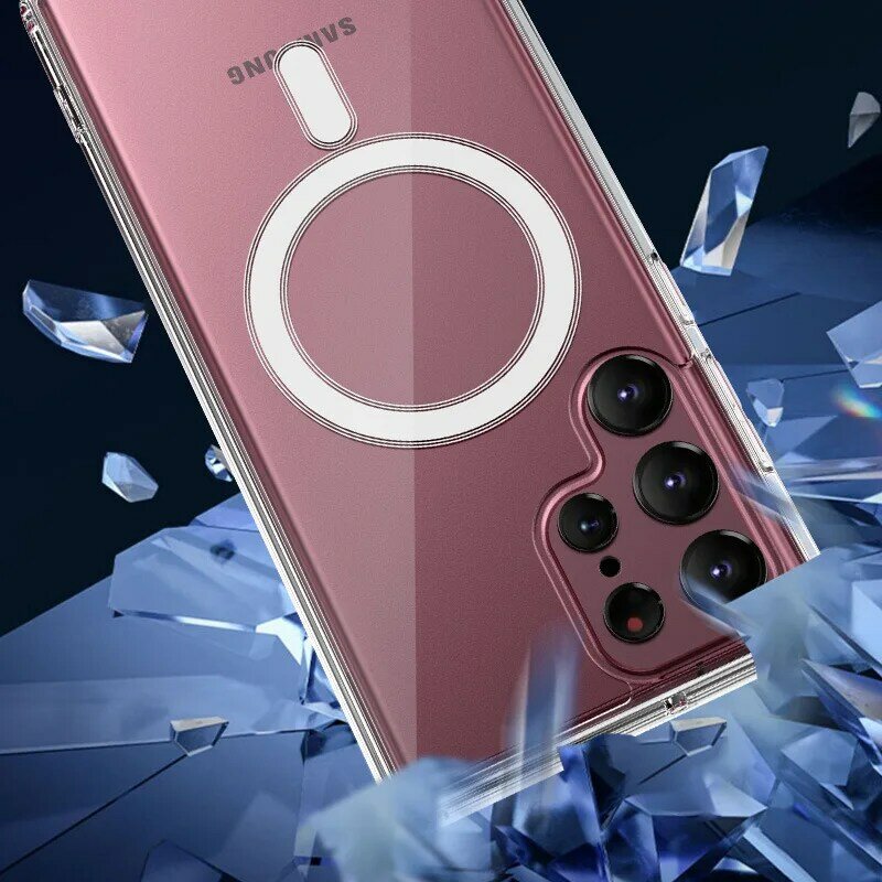 Магнитный безопасный Чехол для Samsung Galaxy S23 Plus S22 S21 S20 FE Note 20 Ultra Plus с поддержкой беспроводной зарядки