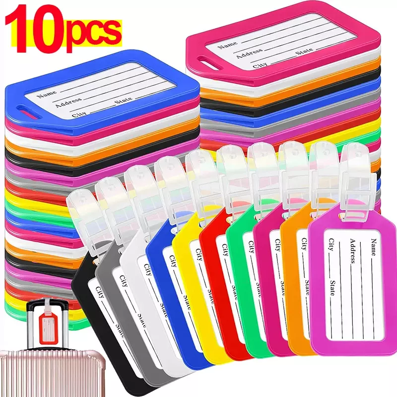 1-10PCS Luggage Tag Boarding Shipping Plastic Baggage Tags Travel Accessory Women Men Suitcase ID Address Name Holder Bag Label