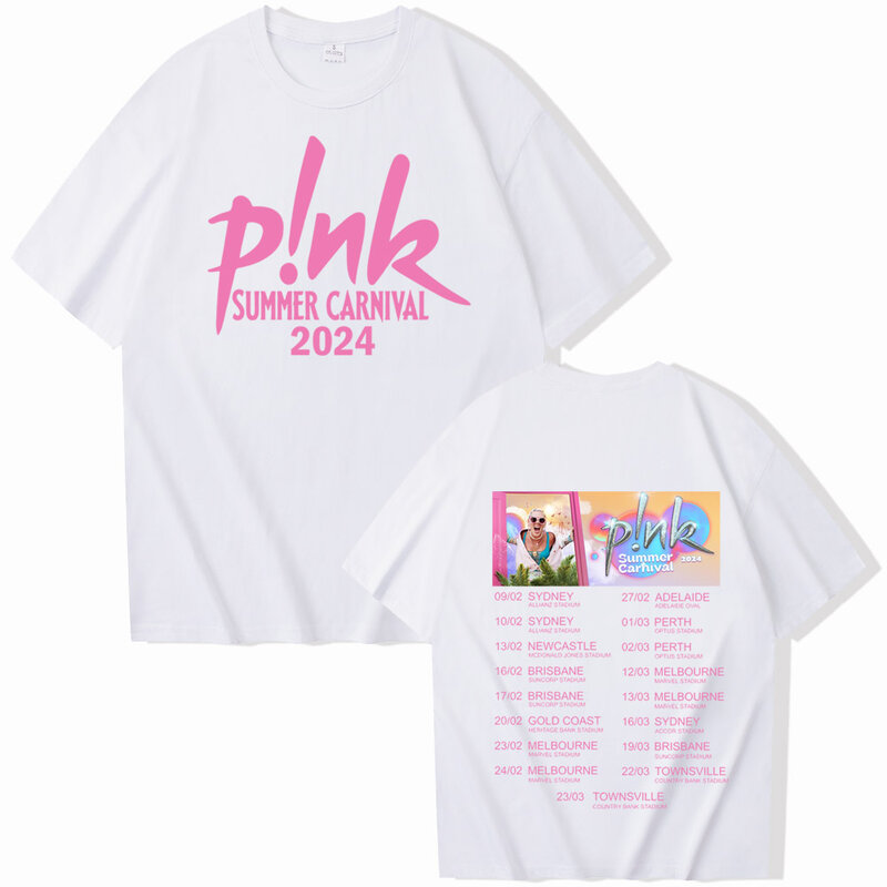 Unisex rosa cantor O-pescoço manga curta t-shirt, camisas Harajuku, presente do carnaval, verão, P!nk, fãs, 2024