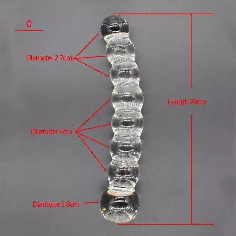Dildo Pyrex Glass Butt Plug para mulheres e homens, 8 contas anais, estimulação do ponto G, pênis artificial, masturbação gay, brinquedo para adultos