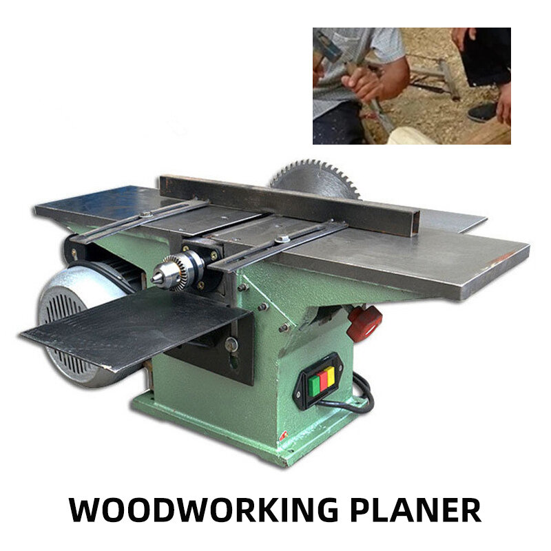 Taladro de Sierra Plana Triple con respaldo, cepilladora eléctrica para carpintería, sierra de mesa multifunción, cepilladora de escritorio, máquina de perforación