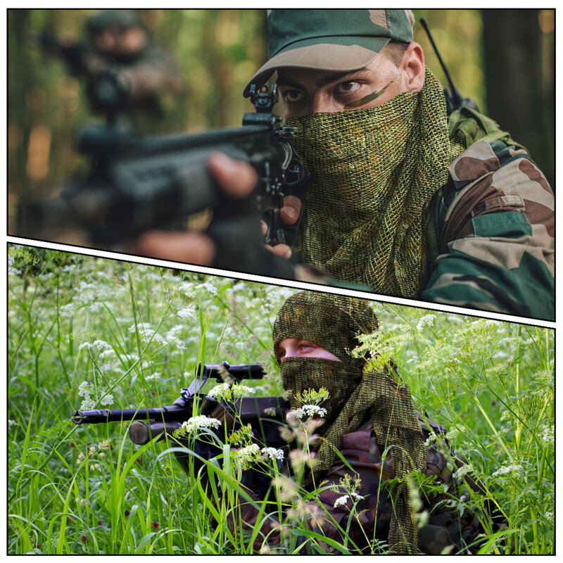 Militärische Taktische Schal Sniper Schleier Camo Mesh KeffIyeh Sniper Gesicht Schal Schleier Shemagh Kopf Wrap für Outdoor Camping Jagd