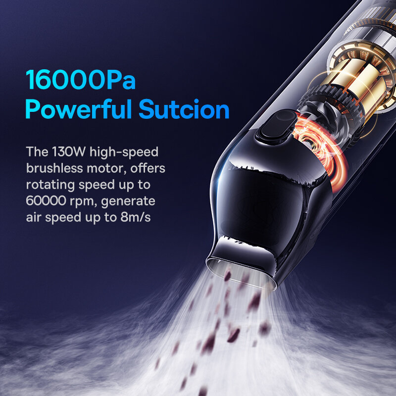 Baseus A5 16000Pa Wireless Car Vacuum Cleaner Powerful Portable Handheld Automotive Mini Vacuum Cleaner For Car Home PC Machine