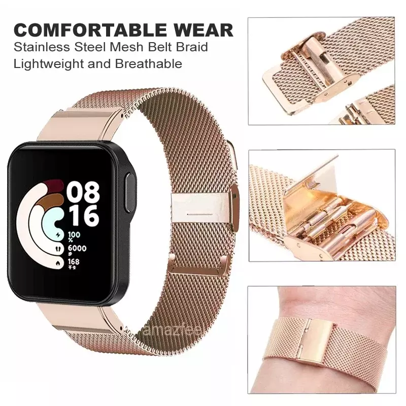 Cinturino in metallo in acciaio inossidabile per Xiaomi Redmi Watch 2 Lite cinturini per bracciale per Xiaomi Mi Watch Lite Band Belt POCO Watch Band