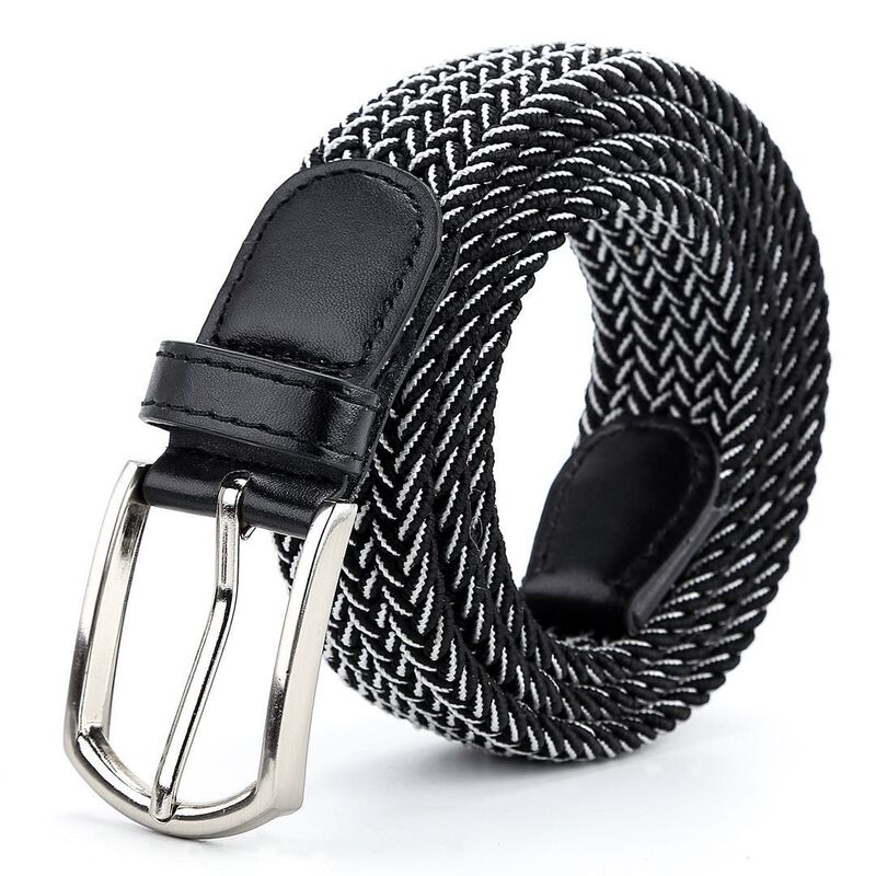 2024 002 Navy Blue Luxury New Men Elastic Belt 110cm Long Clothing Accessories Casual  Braided Canvas Korean All Match Buckle