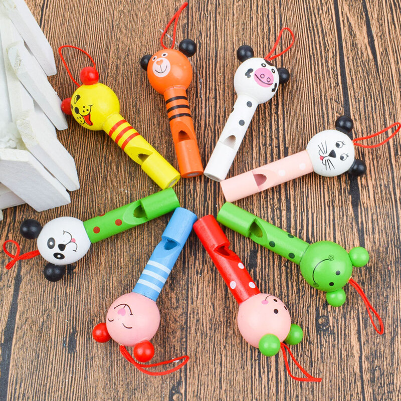 1 шт. забавные деревянные игрушки Мультяшные животные свисток вешалка для ключей раннее образование музыкальный инструмент игрушка для ребенка подарок для детей случайный цвет