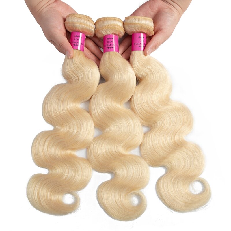 613 Blonde Human Hair Bundles 24 26 Inch Body Wave Human Hair Bundles Brazilian Hair Weaving Bundles Remy Hair Extensions