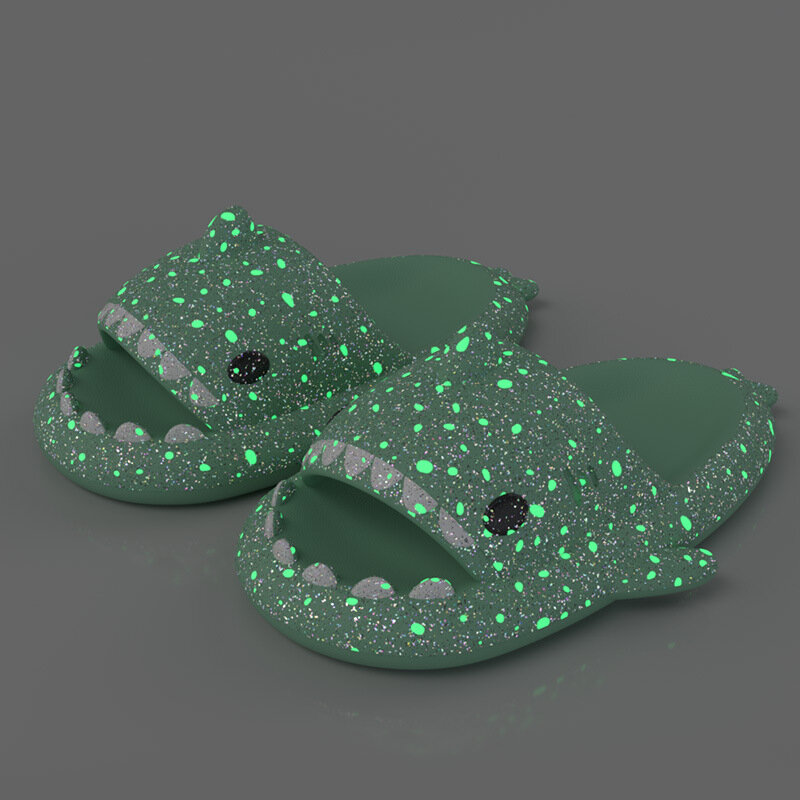 Women Galaxy Glow Shark Slippers Thick Slides Men Bathroom Flip Flops Home Anti-Skid Flat Shoes Outdoor Children's Funny Sandals