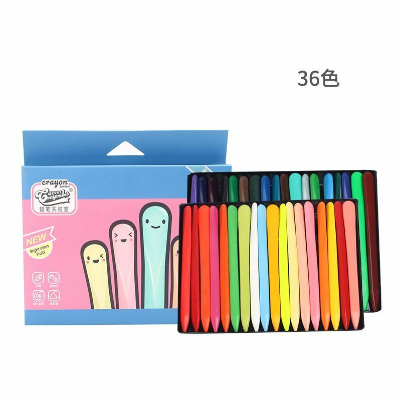 Crayons en plastique Non sales, 36 couleurs, brosse pour enfants de la maternelle, bâton de peinture à l'huile en triangle