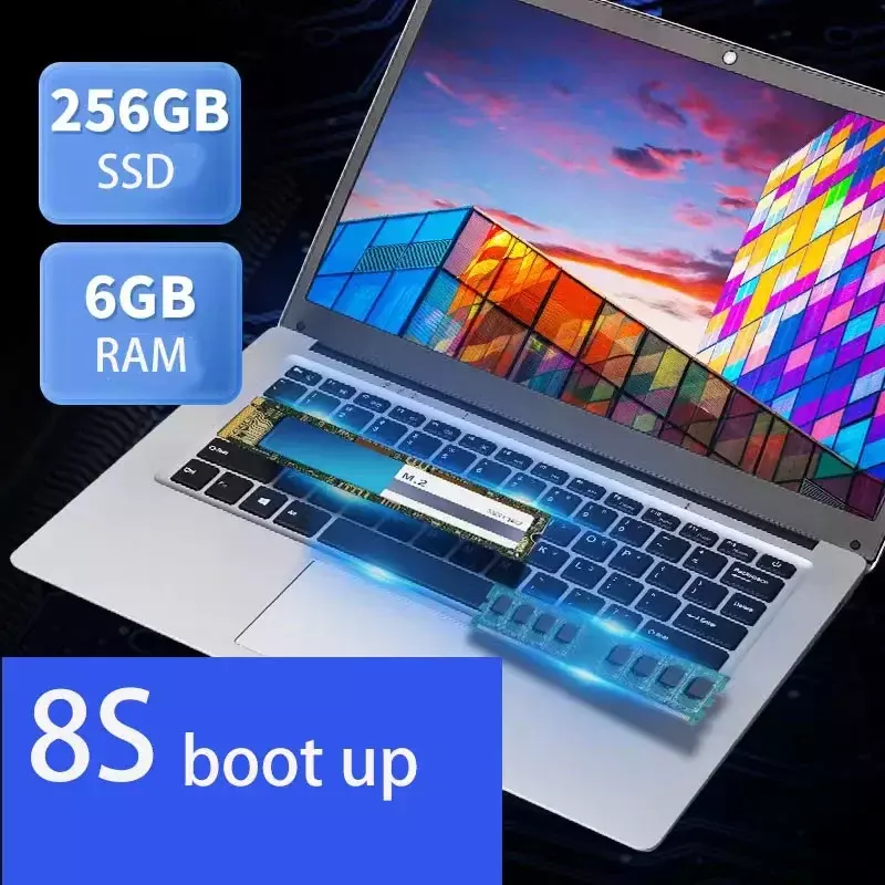 2022 neue 14 Zoll Windows 10 tragbare Laptop-Computer für Büro & Schule WiFi Bluetooth-Kamera USB 3,0 Gaming Netbook Laptops