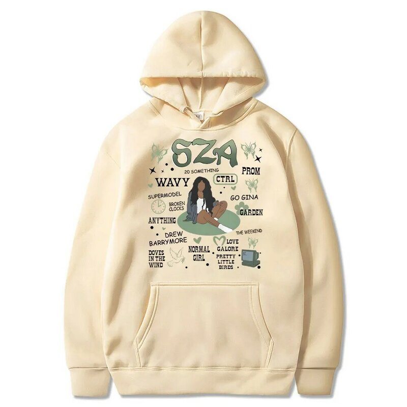 Rapper SZA Ctrl Hip Hop Vintage Oversized Men Women Casual Hoodie Tops Unisex Loose Y2k Streetwear Male Fleece Cotton Sweatshirt