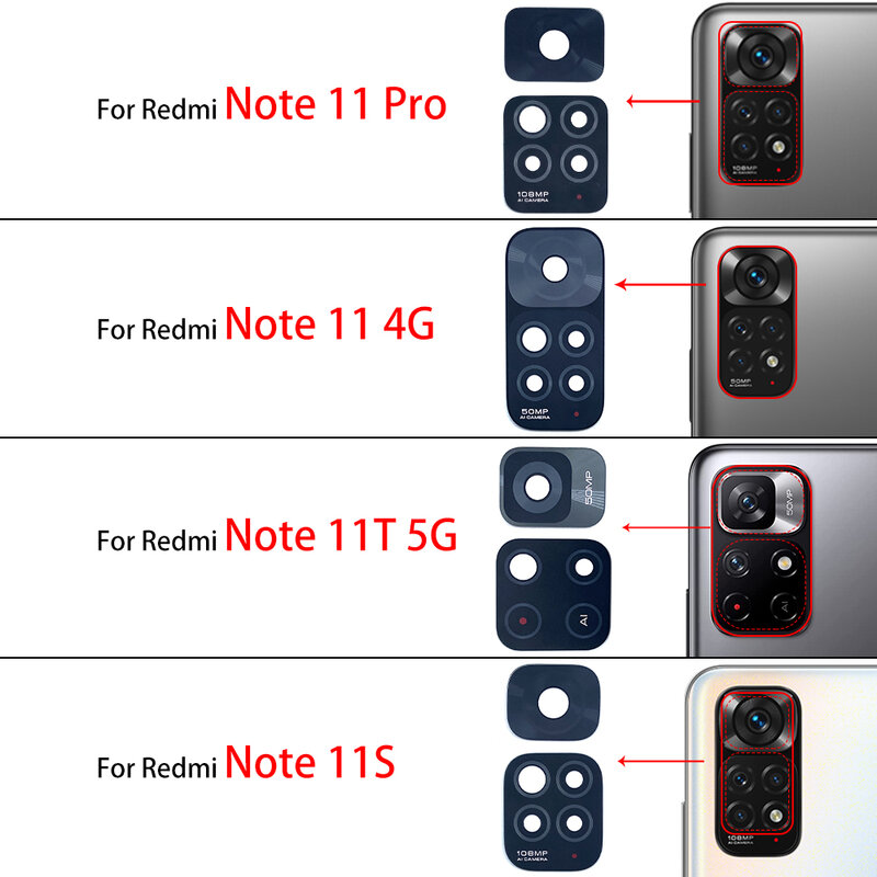 Nowa szklana osłona tylnego aparatu z uchwytem na ramkę zamiennik dla Xiaomi Redmi Note 11S 11 4G 11T 11E 5G 11 13 Pro Plus