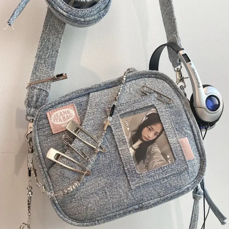 Винтажная джинсовая сумка Xiuya Y2K, милая Повседневная модная сумка-Чейз с изображением звезд, новинка весны 2023, модная дизайнерская Роскошная квадратная сумка