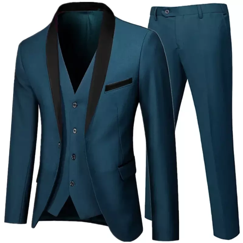 Traje de Boutique de negocios para hombre, conjunto de 3 piezas, ajustado, talla grande, chaqueta, pantalones, chaleco, novedad de 2023