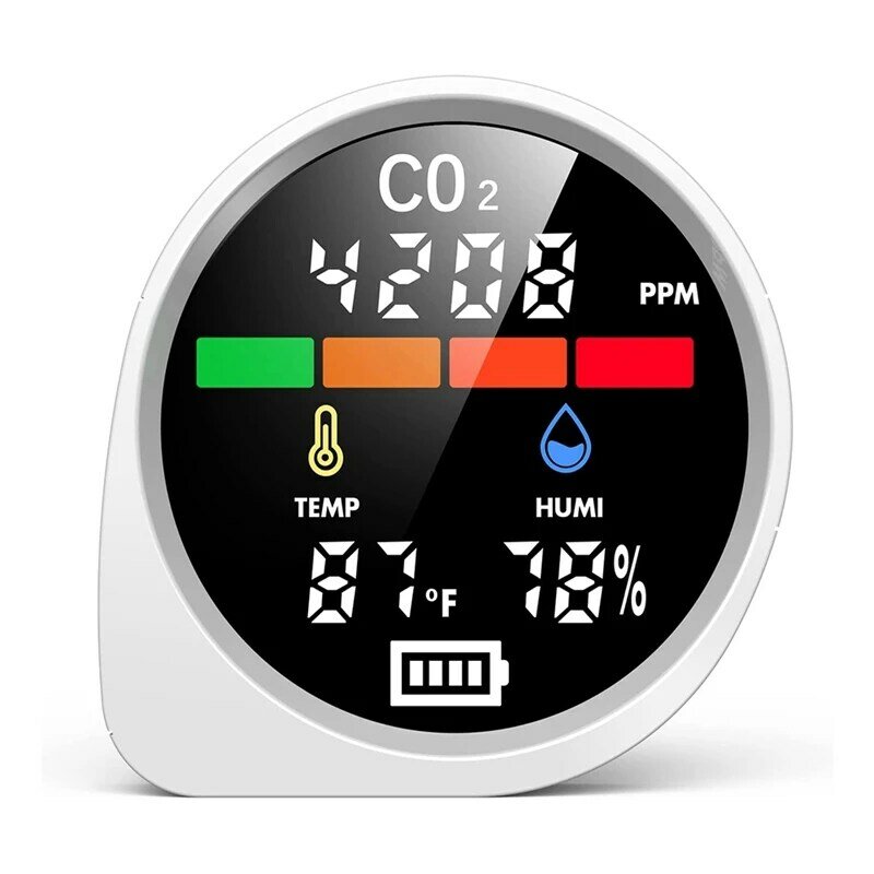 Монитор CO2 для помещений, детектор качества воздуха для дома, офиса или школы, портативный, с аккумулятором