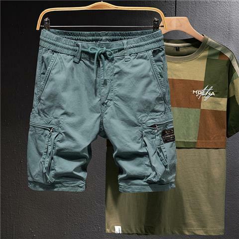 2023 Plus Size Summer Pants Cargo Shorts Men Breathable Cool Knee-Length Short Sweatpants Straight Loose Casual Trousers U96