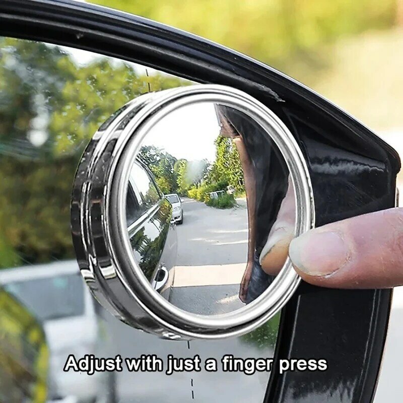 Espejo de punto ciego ajustable para coche, espejo convexo auxiliar de 360 grados, marco redondo, gran angular, para marcha atrás, 2 piezas