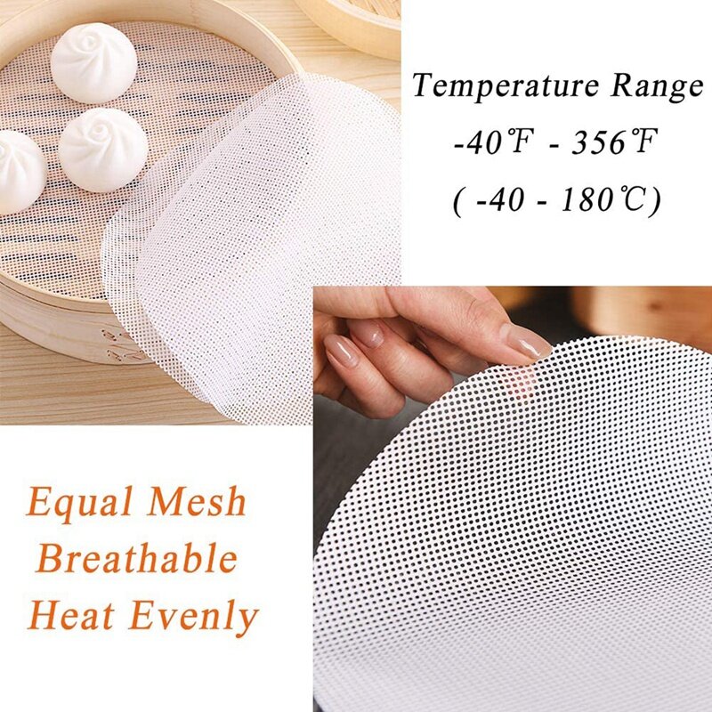 5 Pcs Silicone Steamer Mesh Mats, Reusable Non-Stick Round Steamer Pad, Steamed Buns Baking Pastry Mat, 40Cm In Diameter