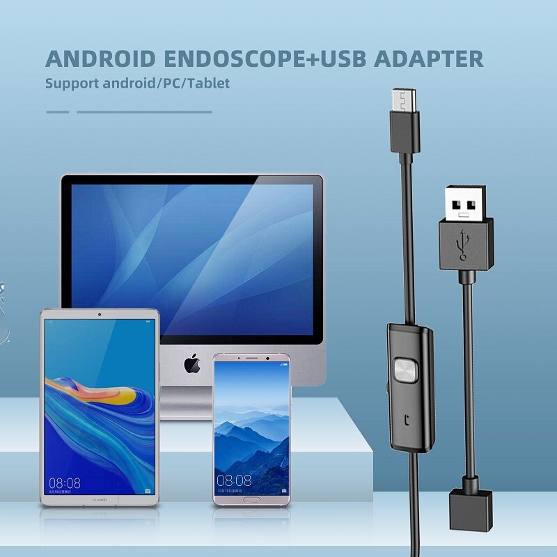 Caméra endoscope Android 5.5 \ 7mm 8.0mm Lentille câblée 1-10M USB 3 en 1 TYPE-C OTG Micro USB Waterpro pour l'inspection de voiture 0.01
